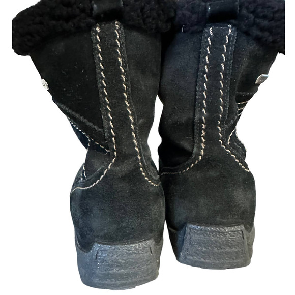 Pajar Black Suede Fur Trimmed Fleece Lined Boots Size 10 - Picture 3 of 9